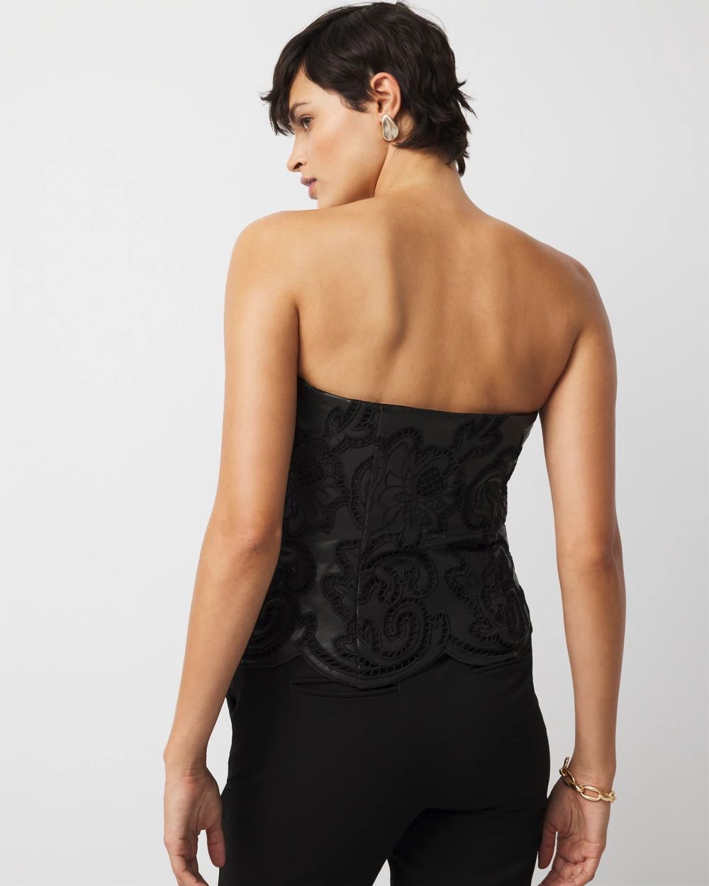 Faux Leather Cutwork Bustier | White House Black Market
